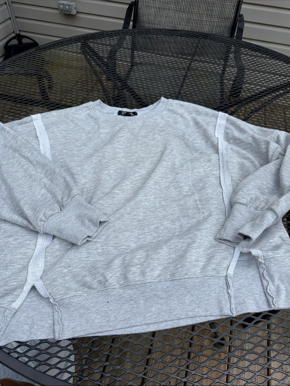 Light Gray Women's Crewneck Sweatshirt with Seam Accents